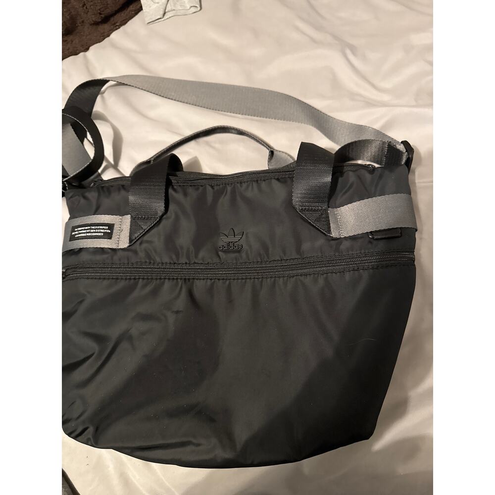 Adidas Originals Puffer Shopper Tote Bag Logo Crossbody Shoulder Travel Black